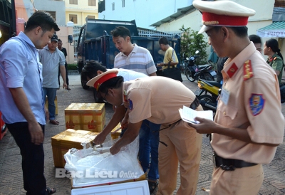 Bạc Liêu: Xử phạt 3 trường hợp vận chuyển, đưa tạp chất vào tôm nguyên liệu
